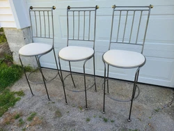 CHARLESTON FORGE Iron Bar Height Stools - set of 3. Beautiful set of 3 barstools in excellent condition. Minor signs of...