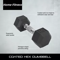 Barbell Coated Hex Dumbbells, Set of 2, 12~45lb Our barbell coated hex dumbbells feature steel, diamond knurled handles...