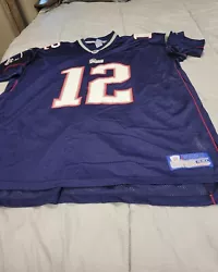 Reebok Authentic Tom Brady #12 New England Patriots Stitched Jersey Blue. Never worn  tags on it are gone just had it...