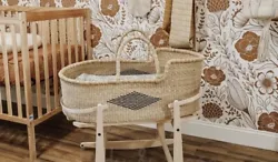 Beautiful Moses Baskets/ Bassinet Made out of a natural tree straws L) 29x W) 16x D) 16Does Not Come with the Stand.