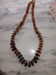 Vintage Amber Bead Graduated Necklace Knotted 28
