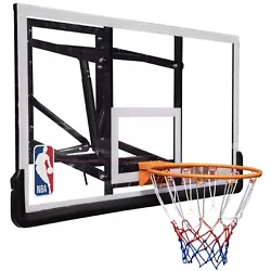 NBA Official 54 In. Wall-Mounted Basketball Hoop with Polycarbonate Backboard. Backboard Material: Durable...