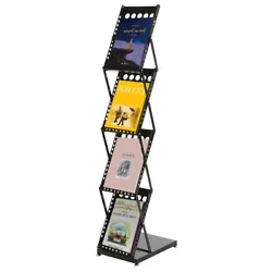 Display all kinds of literature in a modern and space efficient way with this 4 tier rack. Features a folding design...