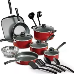 The patterned interior nonstick coating ensures easy cooking and simple cleanup. Coordinating utensils and pots make...