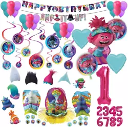 TROLLS 23PCS CENTERPIECE TABLE DECORATIONS KIT INCLUDES 12 TROLLS HANGING SWIRLS WITH 5