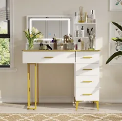 This white vanity table is perfect for any bedroom. It provides ample storage for all your makeup and accessories. I...