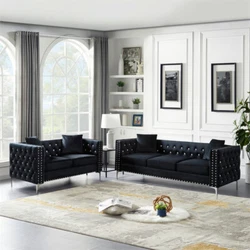 （2+3 seat） Modern Velvet Living Room Sofa Set + Loveseat,Jeweled 4 Pillows Included. This 2 piece sofa and loveseat...