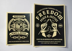 Original Shepard Fairey stickers OBEY. International winners ?. Prison Reform.