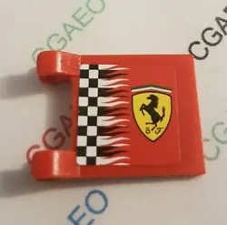 Lego 2335pb014. Flag 2x2 Square with Ferrari Logo and Checkered Pattern on Both Sides (Stickers) - Sets 8123 / 8375 /...