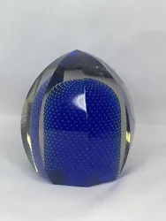 BEAUTIFUL Carlos Scarpa Murano Bullicante Venetian Coblat Blue Glass Paperweight. ***Must Sign For Delivery Of Item***