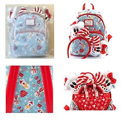 New In original plastic Packaging! Loungefly Disney Mickey & Minnie Mouse Snowman Backpack & Ears Set! Please see...