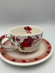 Red Hat Society Pink Chintz Tea/Coffee Cup & Saucer Cardew Design Elan Humor Verve.