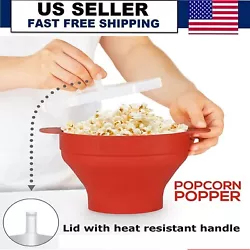 This microwaveable popcorn maker bowl with lid and convenient built in handles, spread the heat evenly, easy to get...