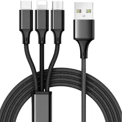 3-in-1 USB Cable Power Cord Charging Wire. It is a super flexible, tangle-free & totally bendable design. Ensure your...