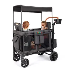 Multi-Function: The wagon stroller for 2 kids is designed with extra storage bags, cup holders, hanging bags, phone...