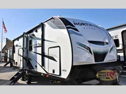 Heartland North Trail travel trailer 22RKSS highlights: Rear Kitchen Private Bedroom Sofa Outside Shower   Start...