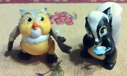 Lot of 2 Vintage 1988 McDonalds Bambi Happy Meal Toys Flower Skunk and Friend Owl. Good condition, minor paint loss and...