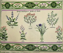 George Washington Garden of Herbs print on cotton canvas fabric, sz about 13.5
