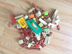 Kids Wooden Blocks Building Set - About 50 Pieces.