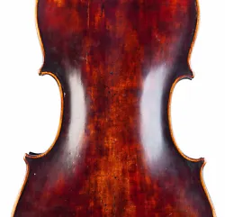 The violin presents a very rich golden-brown-reddish varnish. Many old repaired cracks, grafted scroll, bushed...