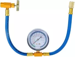 Specifications:  AC Recharge Hose with Gauge:  Material: Metal&Rubber  Overall Length: 19’’  Connection: 1/4