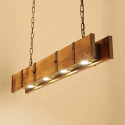This is a long pendant lamp with retro-industrial characteristics. Made of high-quality wood and iron process, original...