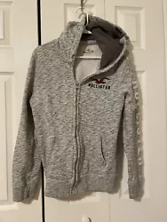 Hollister Grey Zipper Sweatshirt Missing String Hoodie With Pockets Men’s Small.