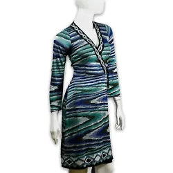 Hale Bob Blue Grey Purple White Abstract Print Dress. This Hale Bob Dress is so chic yet understated. The vibrant...