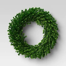 Add a crisp touch of greenery to your decor with this Preserved Boxwood Wreath from Threshold. Covered with bright...