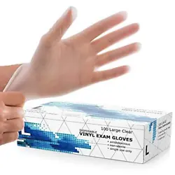EXTRA STRONG DISPOSABLE GLOVES: These heavy duty clear vinyl gloves are 4 mil thick (5 gram average weight) and...