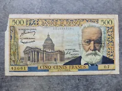 Billet De 500 Francs Victor Hugo 7-1-1954.