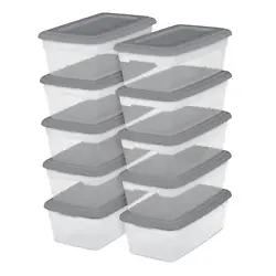 Get organized with the Sterilite Clear Storage Box line! Sterilite Adult Plastic Set of (10) 6 Qt. Storage Boxes...
