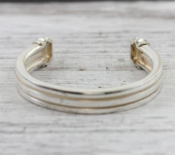 Sterling Silver 925 Atlas Groove Cuff Bracelet 6.75