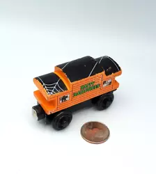 For sale is an orange Haunted Caboose from the Thomas and Friends Wooden Railway line. It is in overall good condition.