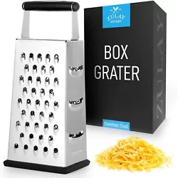 The Zulay Kitchen Boxed Cheese Grater is made of premium quality stainless steel that is durable, sturdy, and...
