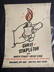 Chris Stapleton Concert Poster11/3/18 Charlottesville, Va Support: Marty Stuart, Brent Cobb 18x24 Poster was purchased...