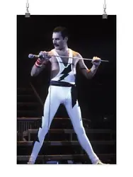 queen Works Concert At Wembley Arena Freddie Mercury Performs On Stage. Unisexs Gloss Poster. Design by Alan Davidson.
