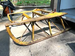 Antique 1800s painted yellow Sled Coffee Table 15