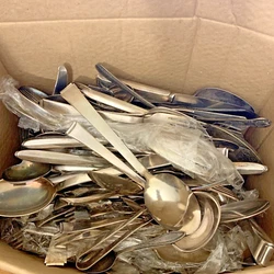 Tons of antique silverware. All items are silver plated/EPNS, item weight is 5 LBS of random assorted types of...