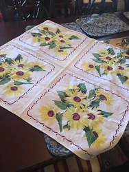 Antique Prints and delicate beautiful. Mid century decor table cloth blend of cotton linen. Beautiful, quality texture!...