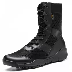 Tactical boots features lace up design, it suitable for hot weather and specific outdoor activity. Cushioned MD midsole...