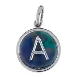 Color: Palladium/Ocean Blue. Burberry Marbled Resin A Alphabet Charm in Palladium/Ocean Blue. Alphabet charm in marbled...