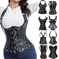 Style: Lace Up on back. Material: Faux Leather / 90% Polyester and 10% Spandex. Color: as shown in picture.