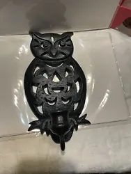 Cast Iron Black Owl Wall Taper Candle Holder Candlestick Metal Sconce Vintage. Excellent condition