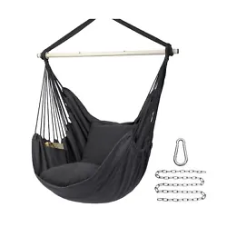 Y- STOP Hammock Chair Hanging Rope Swing Chair, Max 500 Lbs, 2 Seat Cushions Included, Removable Steel Spreader Bar...