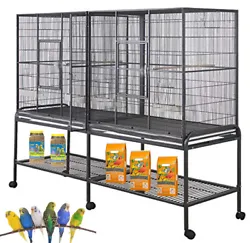 Cage can be separated by the divider. CAN BE USED AS ONE EXTRA LARGE CAGE OR 2 SEPARATE LARGE CAGES (CENTER DIVIDER...