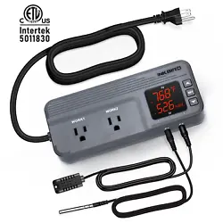More power up to 1800W. Max Loading: 120V 15A 1800W. Temperature senor is waterproof while humidity sensor is not....