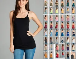 Comfy Cotton Spandex camisole tank. COTTON SPANDEX BLEND. BETTER GET LARGER SIZE IF YOU LIKE THEM LOOSER. longer...
