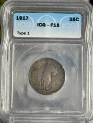 This is a 1917 Standing Liberty Quarter Type 1 with no stars below the eagle. It was certified by ICG and has a grade...