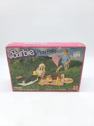 Mattel 1982 Barbie #5757-2320 Barbie Play Paks Picnic 24 Fun Pieces For The Perfect Picnic Includes Original...